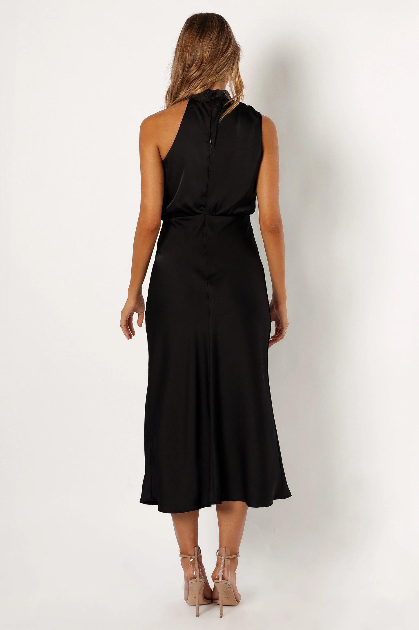 Anabelle Halter Neck Midi Dress - Black